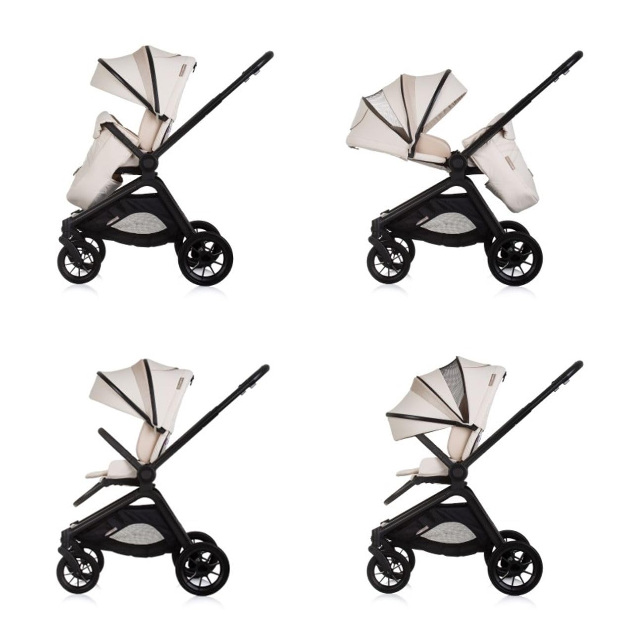 Chipolino Kombikinderwagen Magnum 3 in 1 Babywanne Sportsitz i-Size Babyschale creme