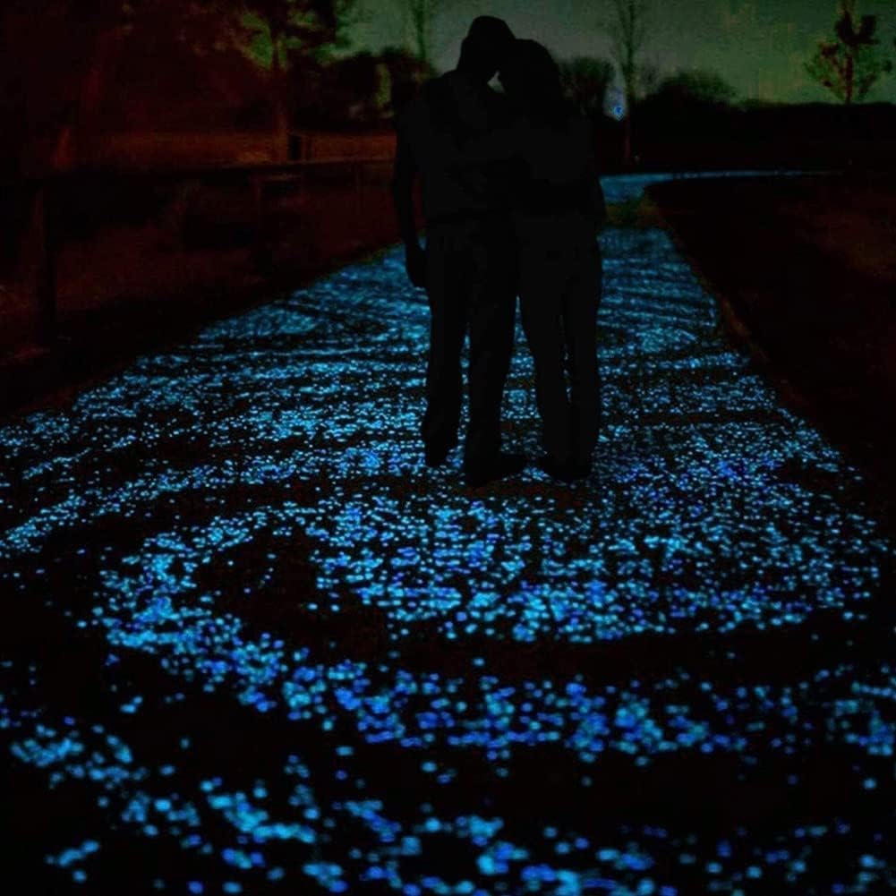 Ciottoli luminosi for acquario, Ciottoli da giardino, rocce fosforescenti all'aperto, 1200 pezzi di rocce fosforescenti blu for giardino all'aperto, ciottoli decorativi for giardino, passerella, piant