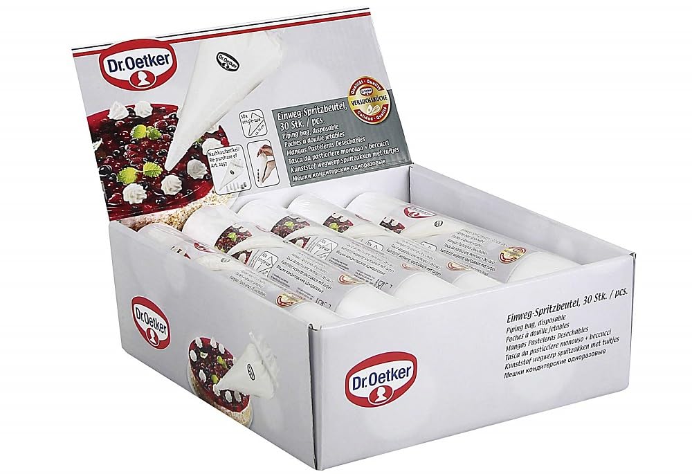 Dr. Oetker Jednorazowe rękawy cukiernicze opakowanie uzupełniające, rękawy cukiernicze do dekoracji, akcesoria do pieczenia do dekoracji (kolor: przezroczysty/biały), ilość: 1 sztuka