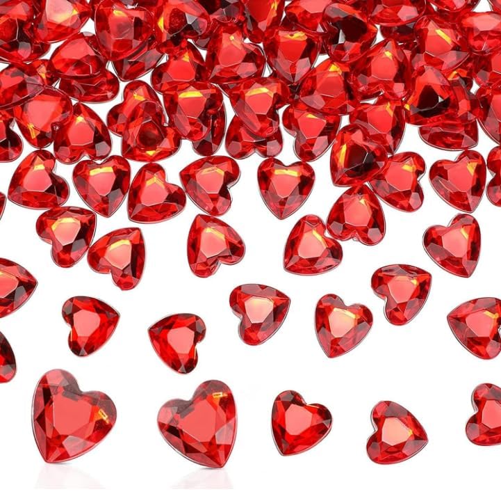 200 Pièces Coeur Decoration Gemme Rouge Diamant Decoration Table Coeur Strass Convient pour la...