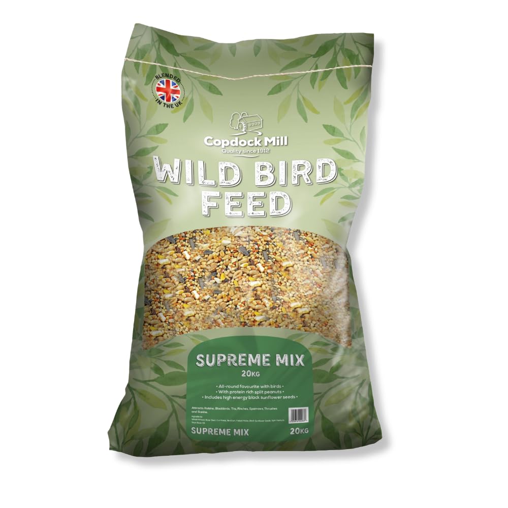 Copdock Mill Wild Bird Seed Supreme Mix 20kg – All Year-Round Bird Food – 100% Natural Ingredients Including Peanuts for Wild Birds – Suitable for All Wild Bird Species