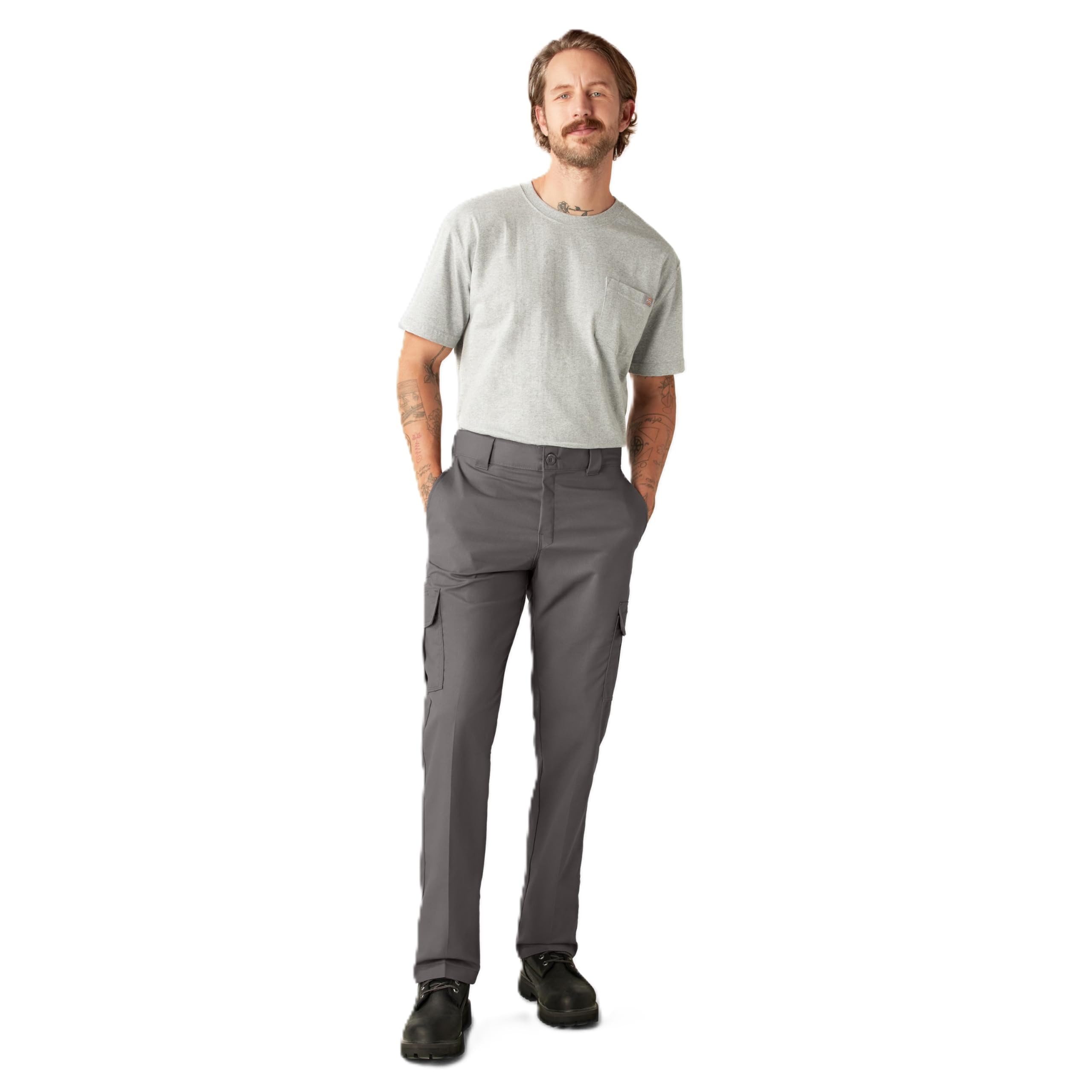 Dickies, Men's, Mechanical Stretch Cargo Pant Regular, Gravel Gray, 36W / 34L
