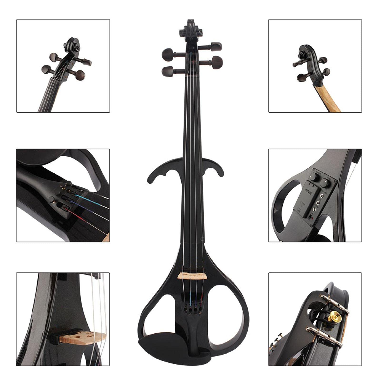 Violino elettronico E Violino elettrico 4/4 Tastiera in legno d'acero Tastiera in ebano Strumenti musicali con arco in legno di Brasile con custodia