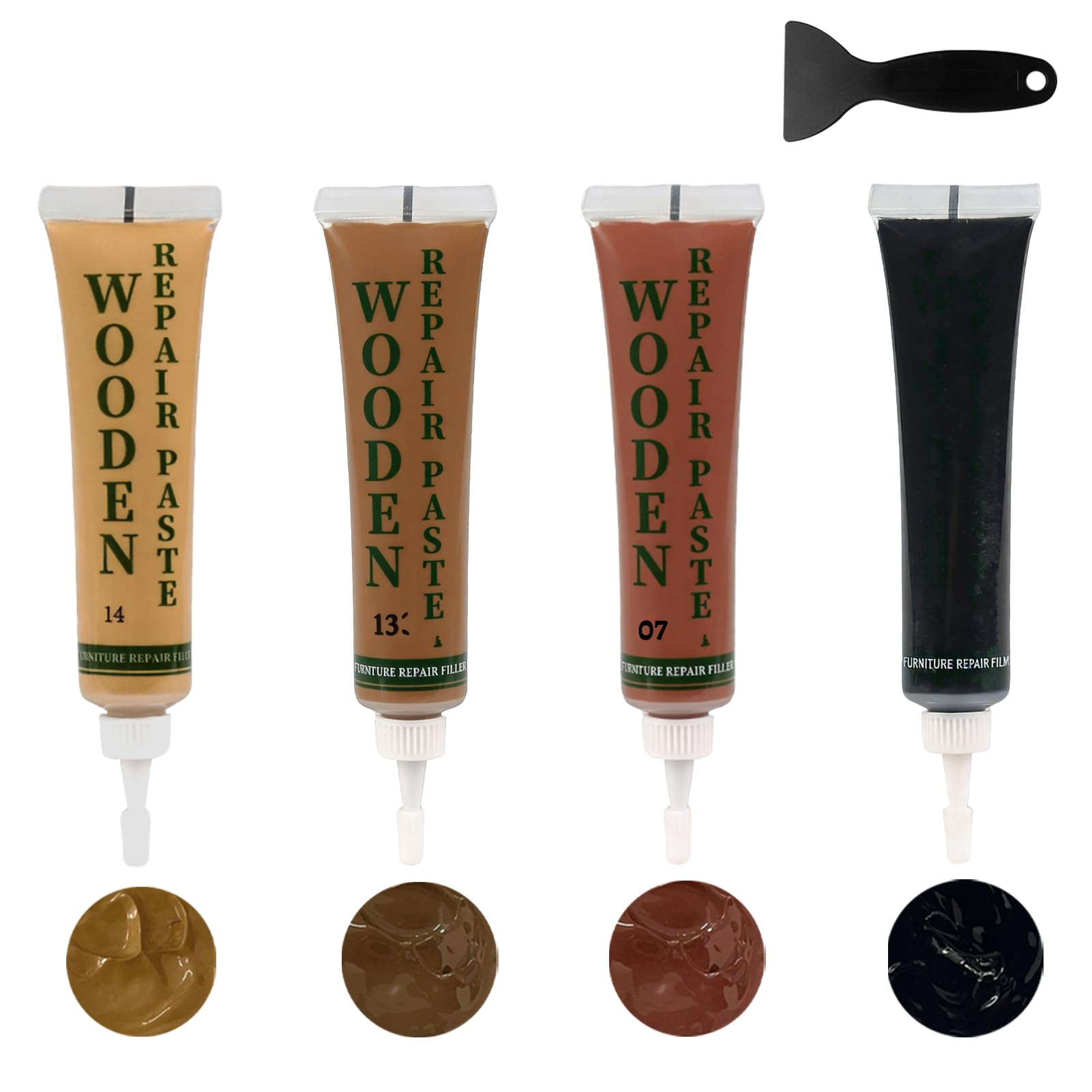 Wood Furniture Repair Kit, Black Dark Light Grey White Touch Up Filler, Oak Laminate Floor Repair Kit for Scratches Cracks Holes Stains, Easy to use (Dark) — image 1