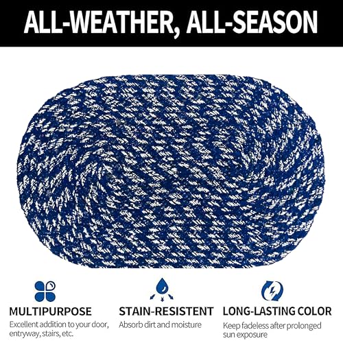 Image of Doormat Combo|Handmade Cotton Doormat | Quick Dry, Washable Door Mat for Home, Bathroom & Bedroom (33X53 CM)(Blue-2)