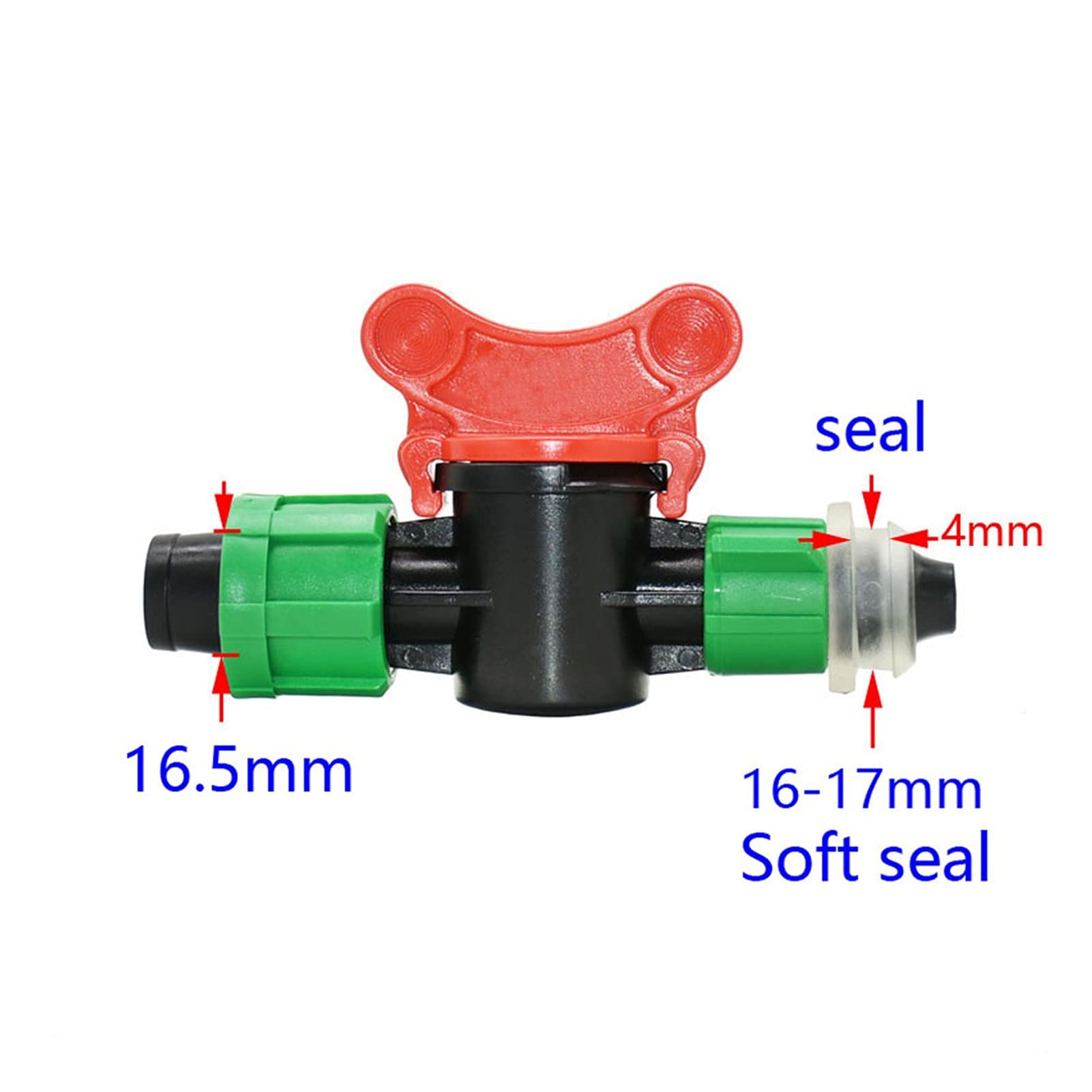 Conexión de agua de pulverización Válvula de riego de goteo de 16pc 16mm con conector de grifo, conector de agua de tubo roscado de 1/2 pulgada con bloqueo, jardín de efecto invernadero de riego