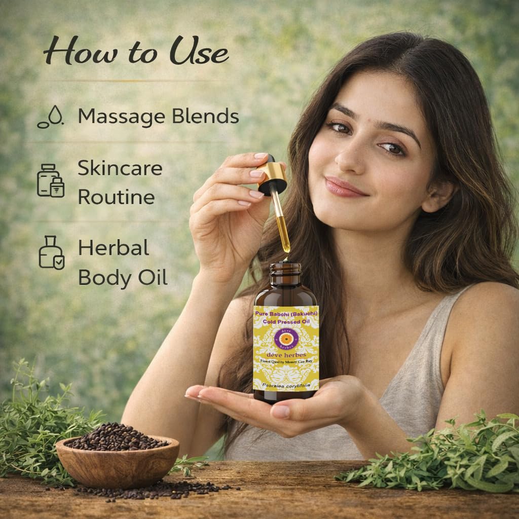 Deve Herbes Reines Babchi (Bakuchi) Öl (Psoralea corylifolia) Natürliche Therapeutische Qualität kaltgepresst 50ml (1.69 oz)