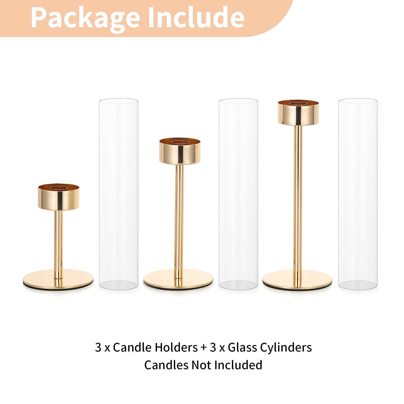 NUPTIO Bougeoir Cylindrique À Bougies - Lot de 3 Clair Centres de Table de Mariage Décoration de Table de Salle À Manger pour Cheminée