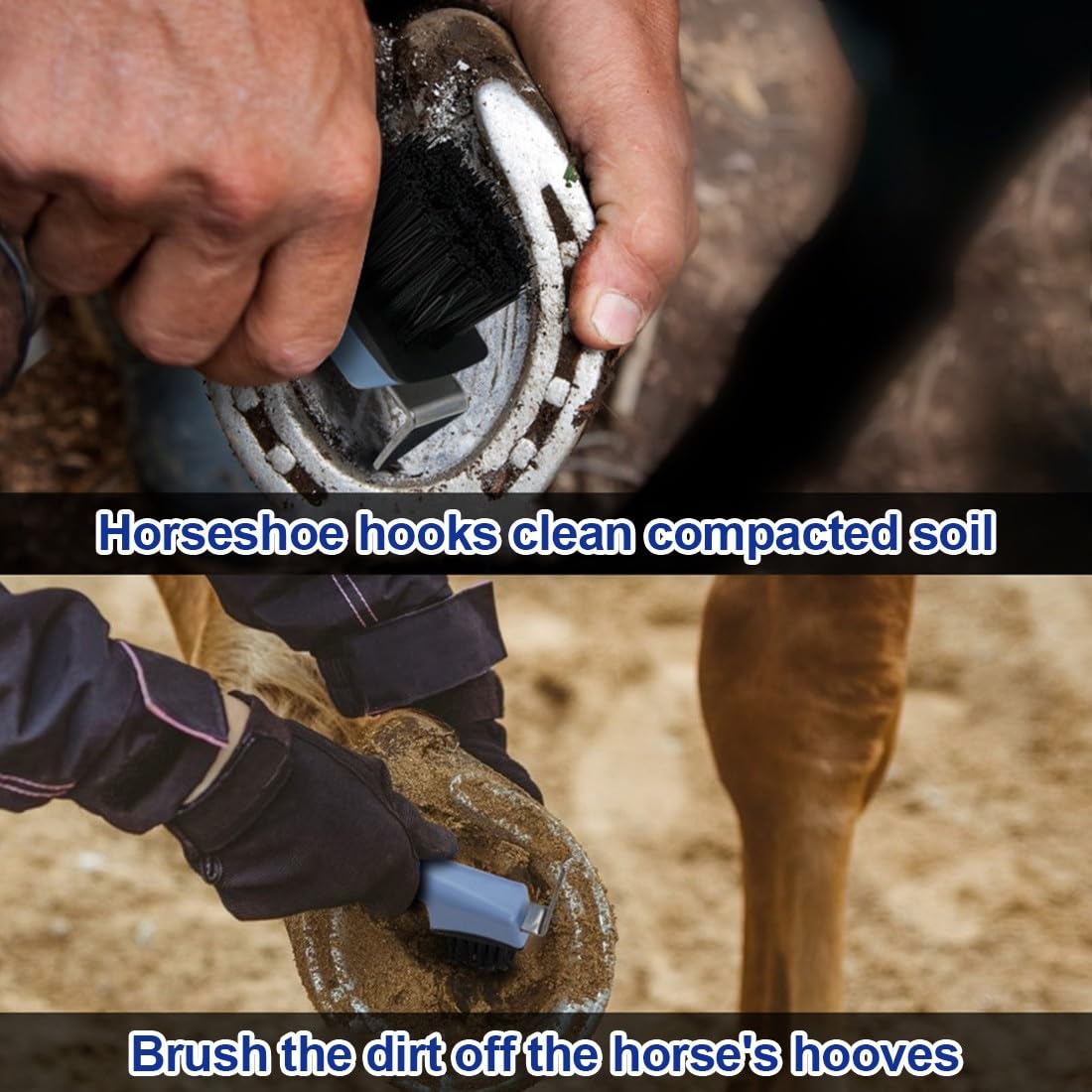 2Pcs Cuidado de los Cascos del caballo 2 Raspadores de Pezuñas con Cepillo 2 en 1, Accesorios para el Cuidado de Caballos, Adecuados para Limpiar Pezuñas y Cuidar Pezuñas Suministros De Limpieza