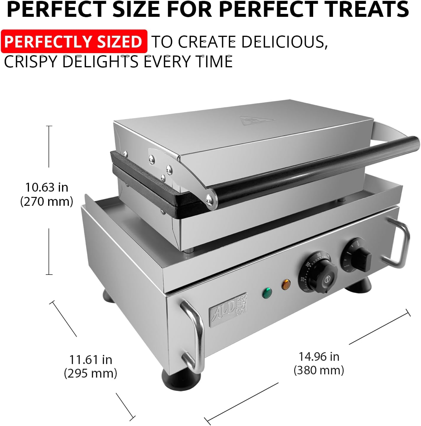 ALDKitchen Corn Dog Waffle Maker for Commercial Use | 6 Hotdog Waffles on a Stick | Stainless Steel | 110V (6 Corn Dogs)