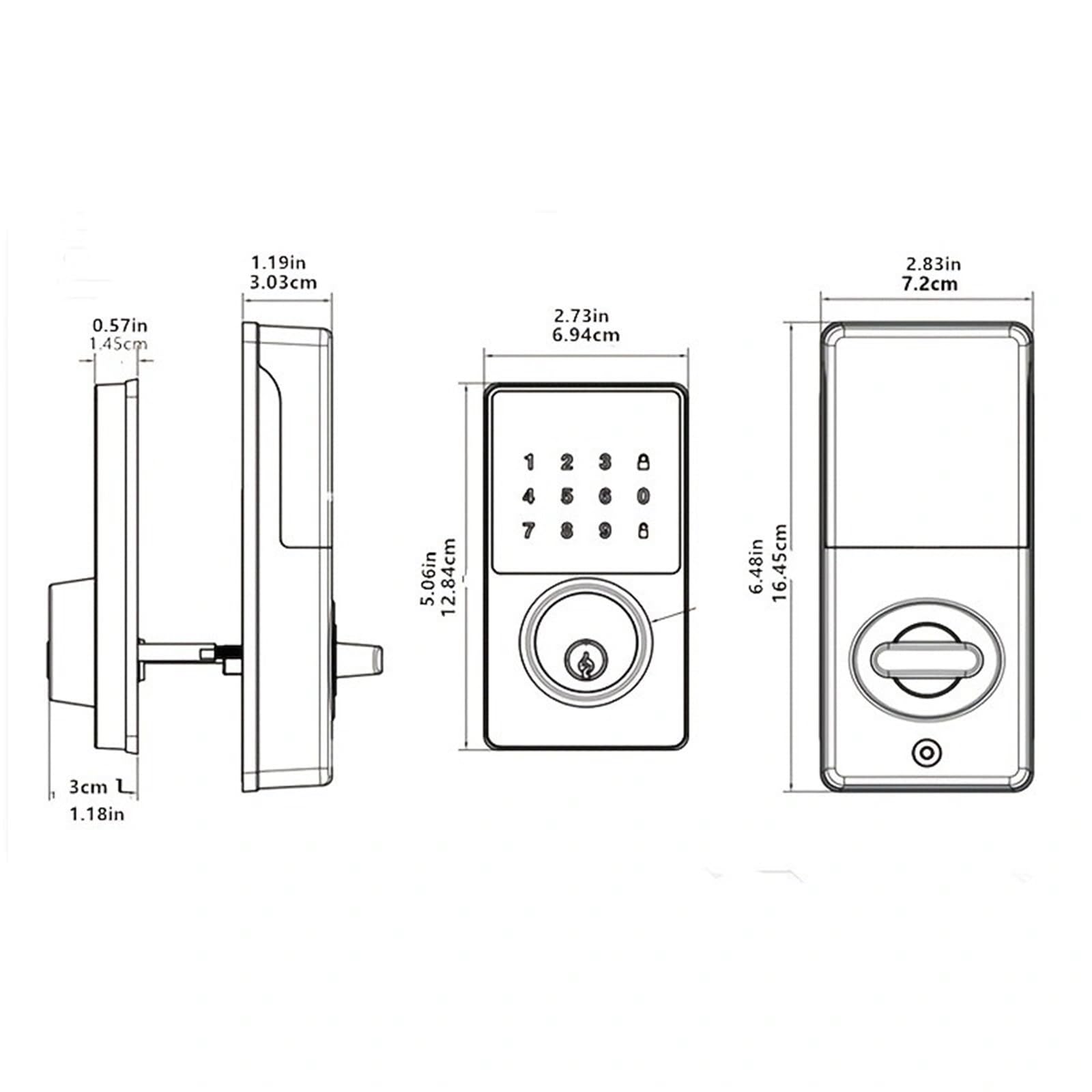Cerradura Electronica, Cerradura inteligente con WiFi en casa, cerradura de puerta de entrada sin llave con teclado táctil, Control por aplicación, grado impermeable IP54, alerta de batería baja