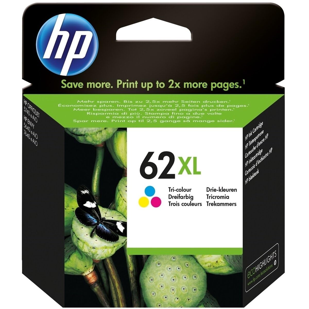 HP Cartuchos de Tinta Original 62XL Tricolor