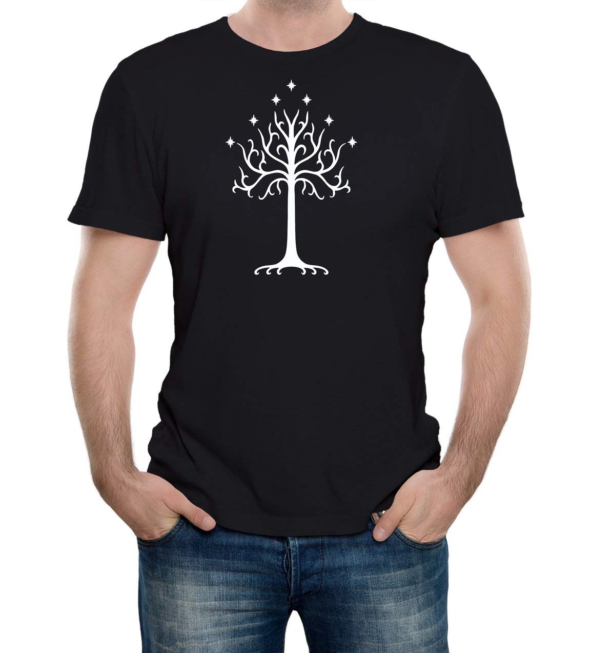 Reality Glitch Unisex Black White Tree Of Gondor T-Shirt