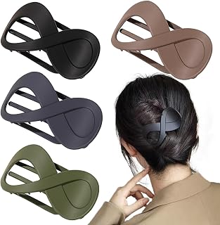 4 PCS French Concord Curved Hair Claws for Women, 3.35 Inch Volume No Slip Grip Banana Clamps for Strong Hold Hair Styling Accessories