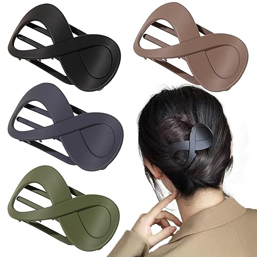 4 pinzas curvadas para el cabello francesas de Concord para mujeres, 3.35 pulgadas de volumen sin agarre antideslizante abrazaderas de plátano para