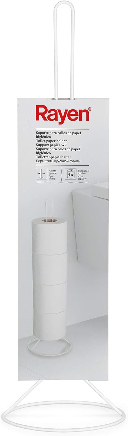 Rayen Toilet Paper Holder, Matte White, Measurements: 50 x 15 cm