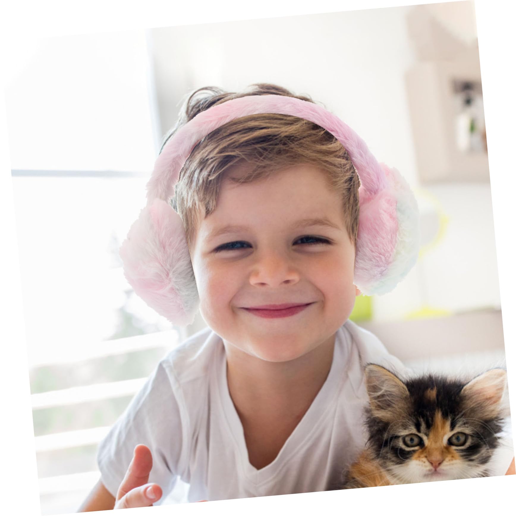 COSMEVIVI Warm Headband Earmuffs Plush Women's Girls' Winter Ear Warmers Heart Shaped Foldable Soft Material Outdoor