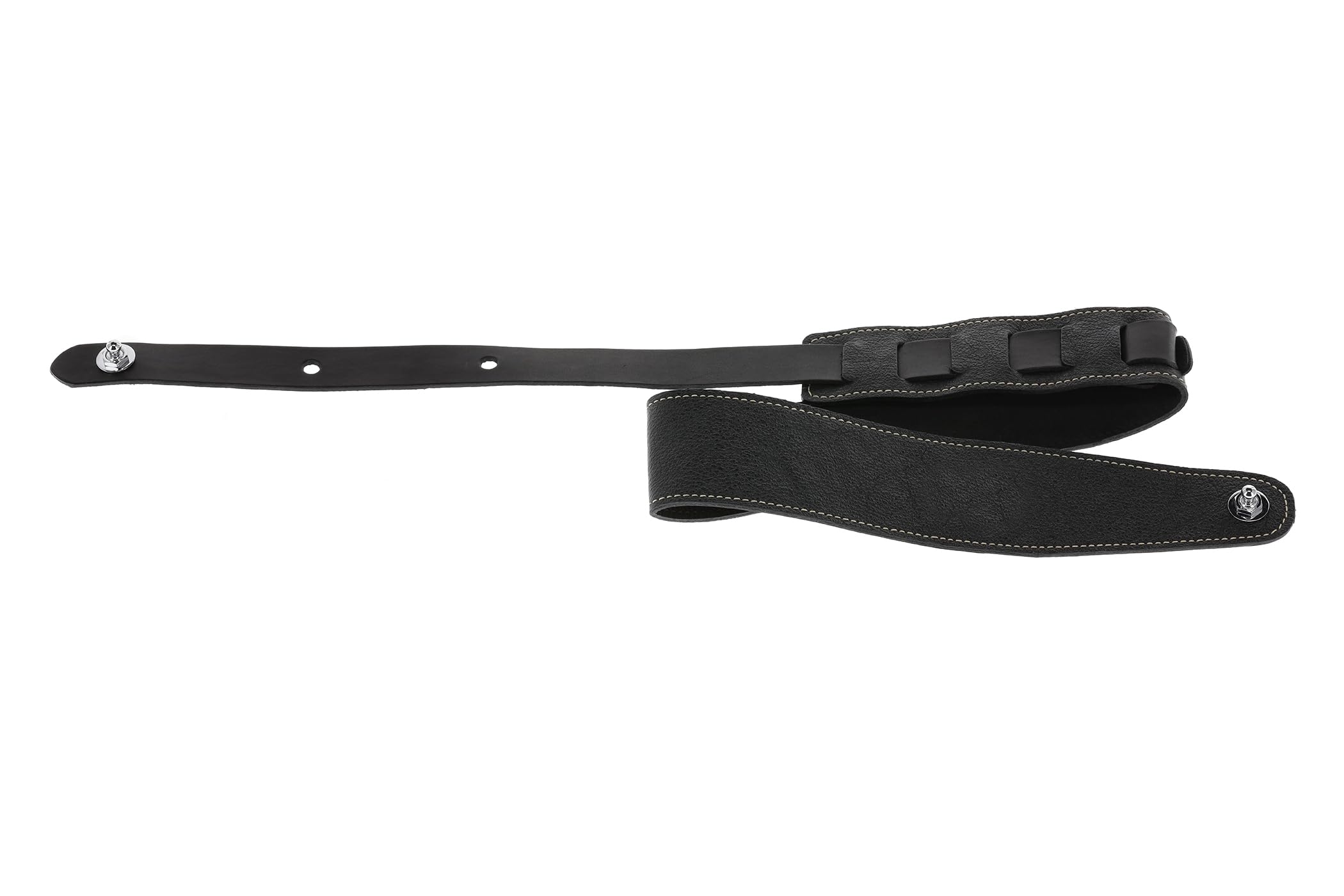 GEWA Gitarrengurt Premium Pattern Serie, Echtleder, Breite 65 mm, Länge 103-139 cm, Security Locks – Chrom, black grained – schwarz mit natürlicher Lederstruktur, Handmade in Europe