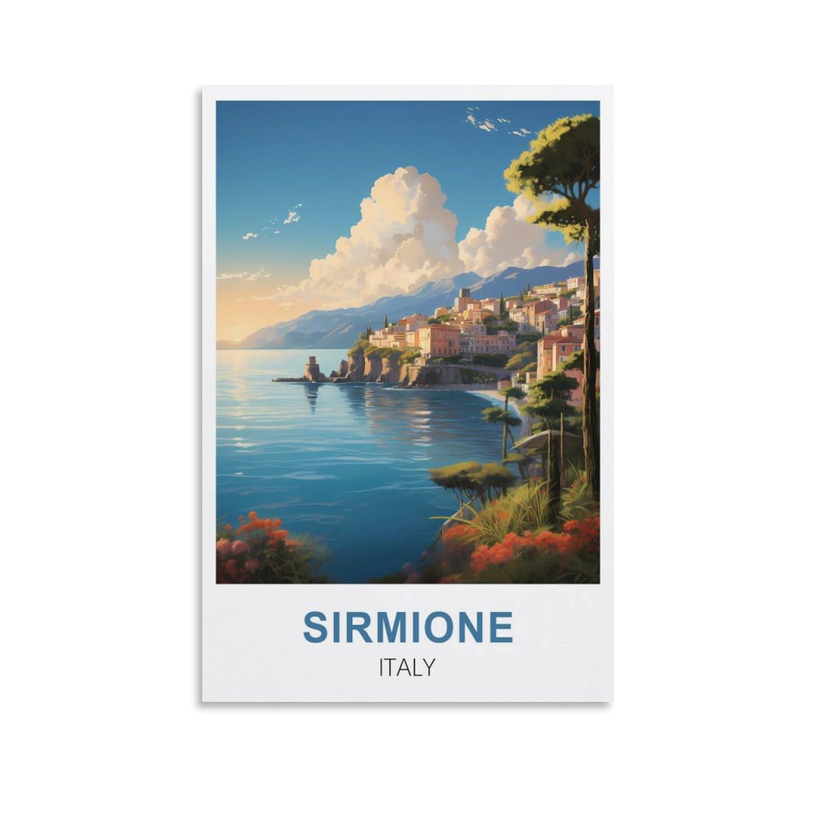 WGMDOEE Sirmione Italy Vintage Travel Poster 08x12inch(20x30cm) Canvas Poster Living Room Wall Art Home Decor