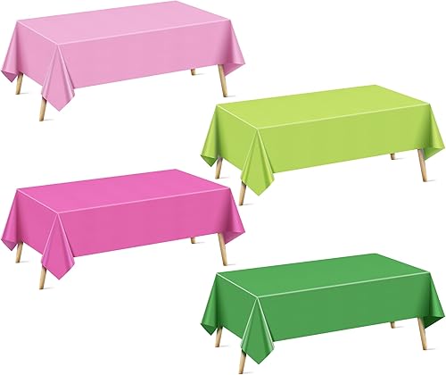 Miniatura 44 de Mantel rectangular serie rosa de 6 piezas, 54 x 72 pulgadas, color sólido, impermeable y a prueba de derrames, mantel de plástico desechable Serie