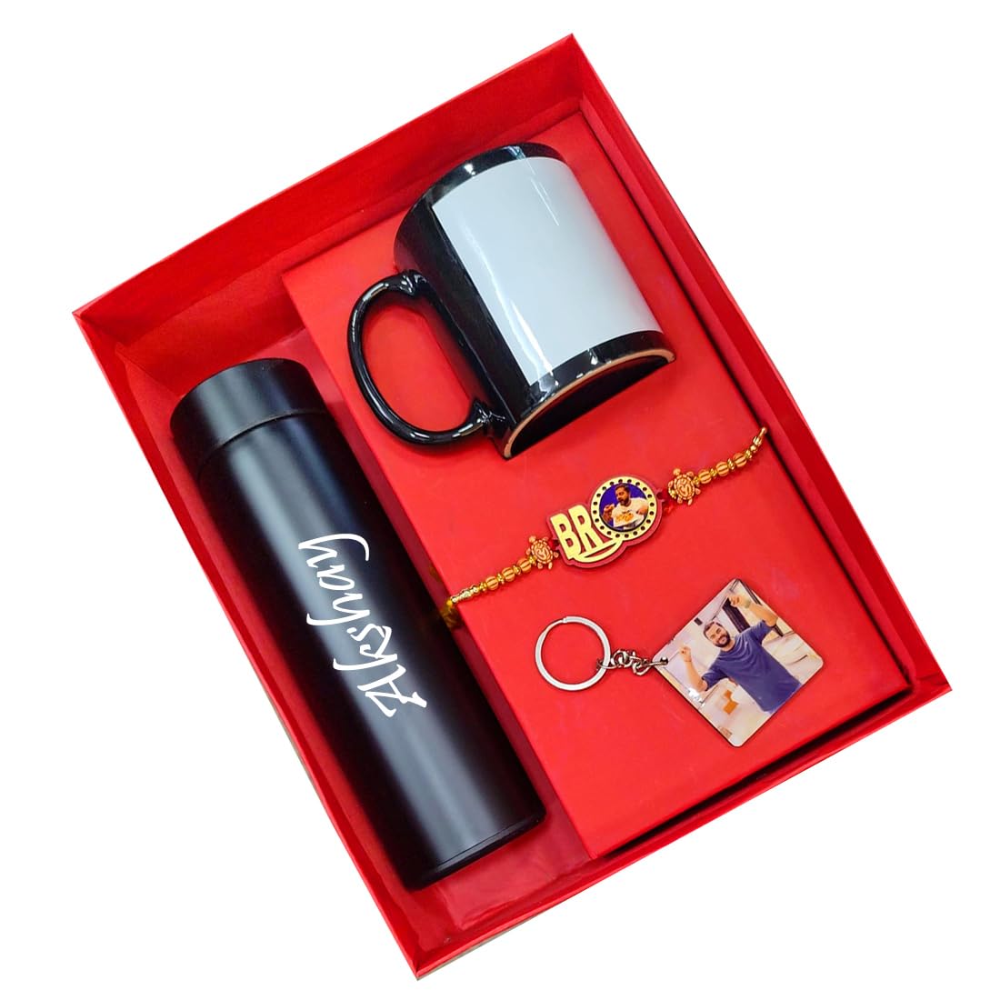 THEPRINTSHINE Personalized Mug,Sipper, Keychain or Rakhi Gift Combo Pack | Customised Gift for Brother on Rakshabandhan (Black Tempreture with Black Patch Mug) (B0D8LJZHH6) Amazon Price History, Amazon Price Tracker