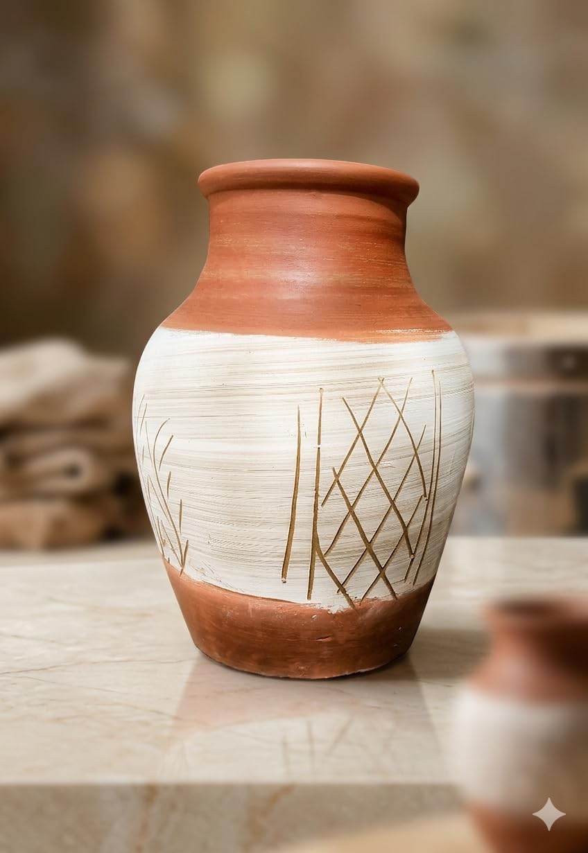 Clay Water Dispenser Pot with Tap, Natural Cooling Matka, 4-5 LTR, for Home and Office-image-12