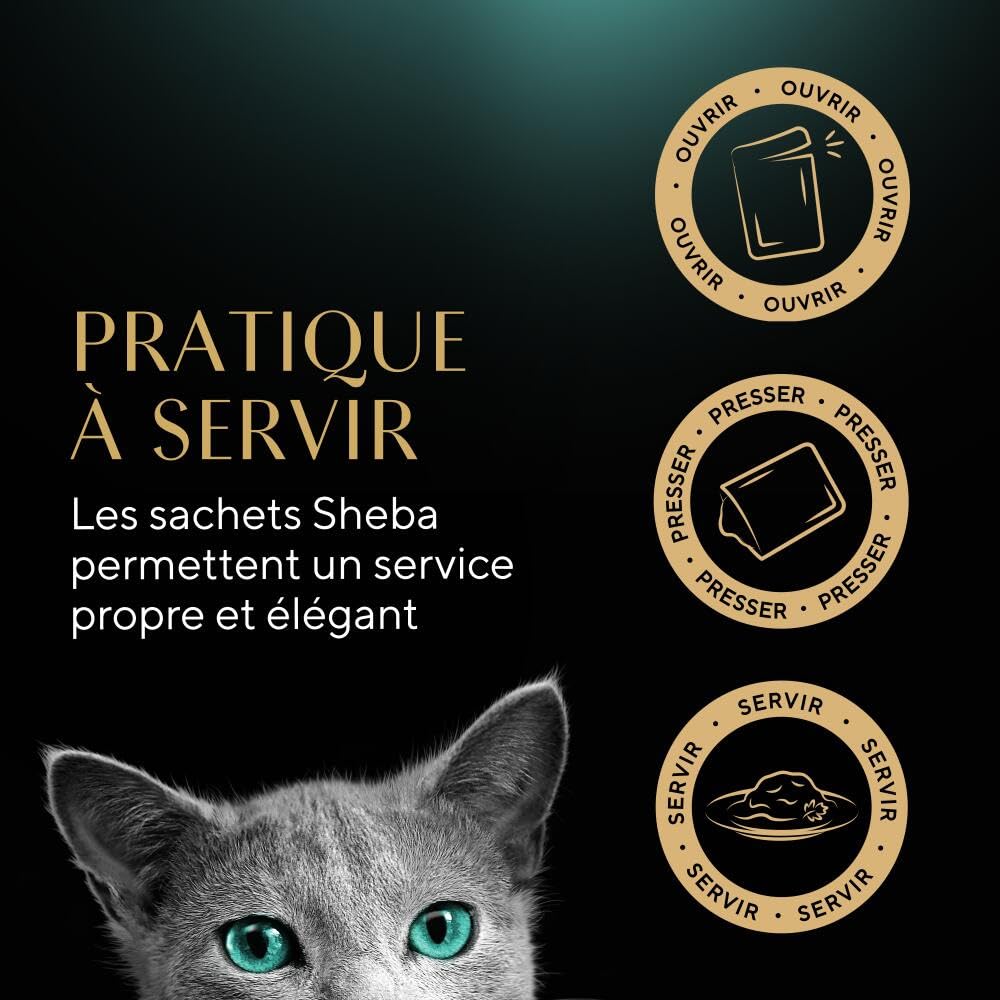 Sheba Nature's Collection en Sauce pour Chats Adultes - Nourriture Humide pour Chats Sélection Terre & Mer 4 variétés - Sachets fraîcheur (13 x 4 x 85g)