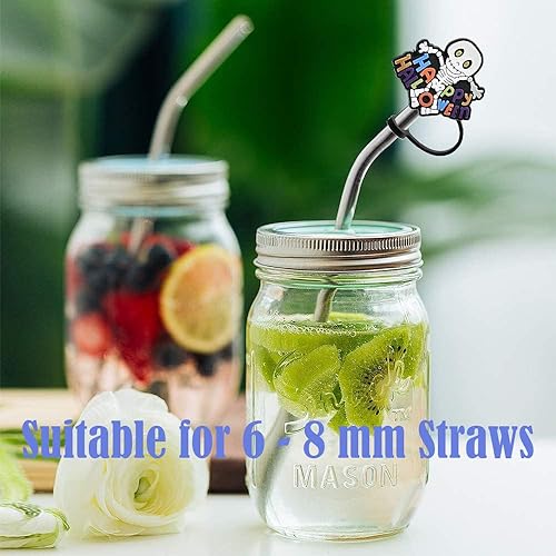 Miniatura 7 de 10 piezas de puntas de paja cubierta de terror divertido y peculiar paja cubierta tapa para pajitas reutilizables forma única e interesante