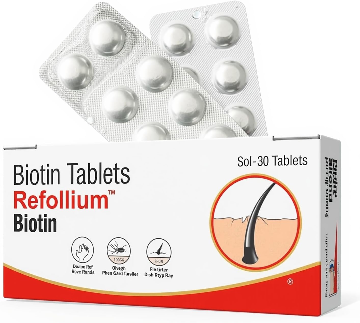 - Refollium Biotin Maximum Strength For Hair Growth & Hair Fall Control (ONE TABLET DAILY AFTER FOOD) (1 month supply) (Biotin-1 PACK -(30 Tablets))