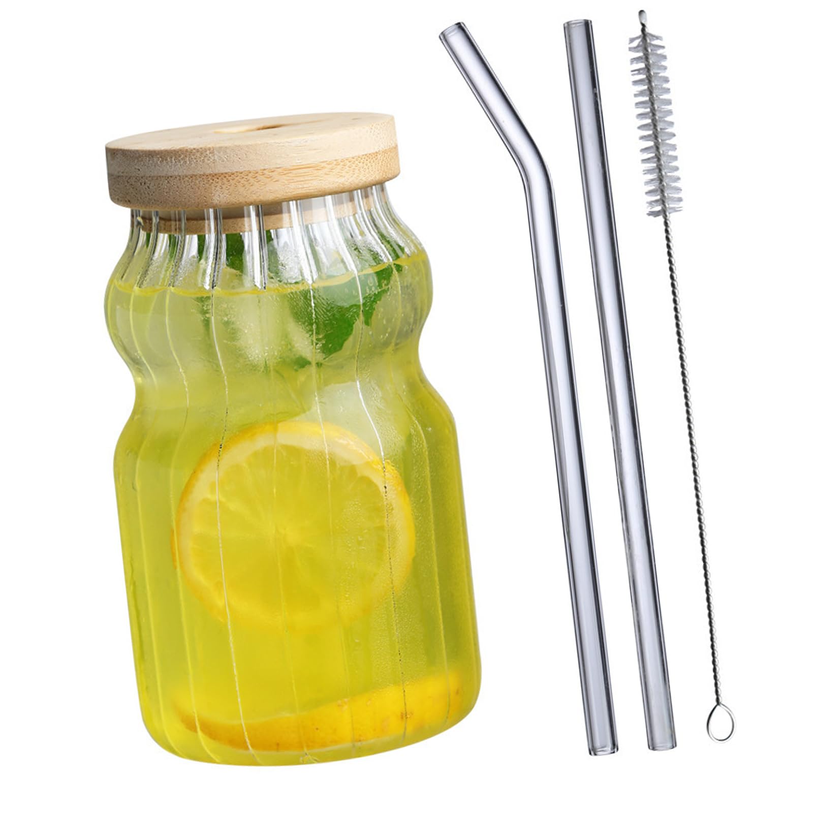 Btgghytr 300ml Glass Mug Features Striped Pattern for Daily Beverages Permanent Drinking Cup