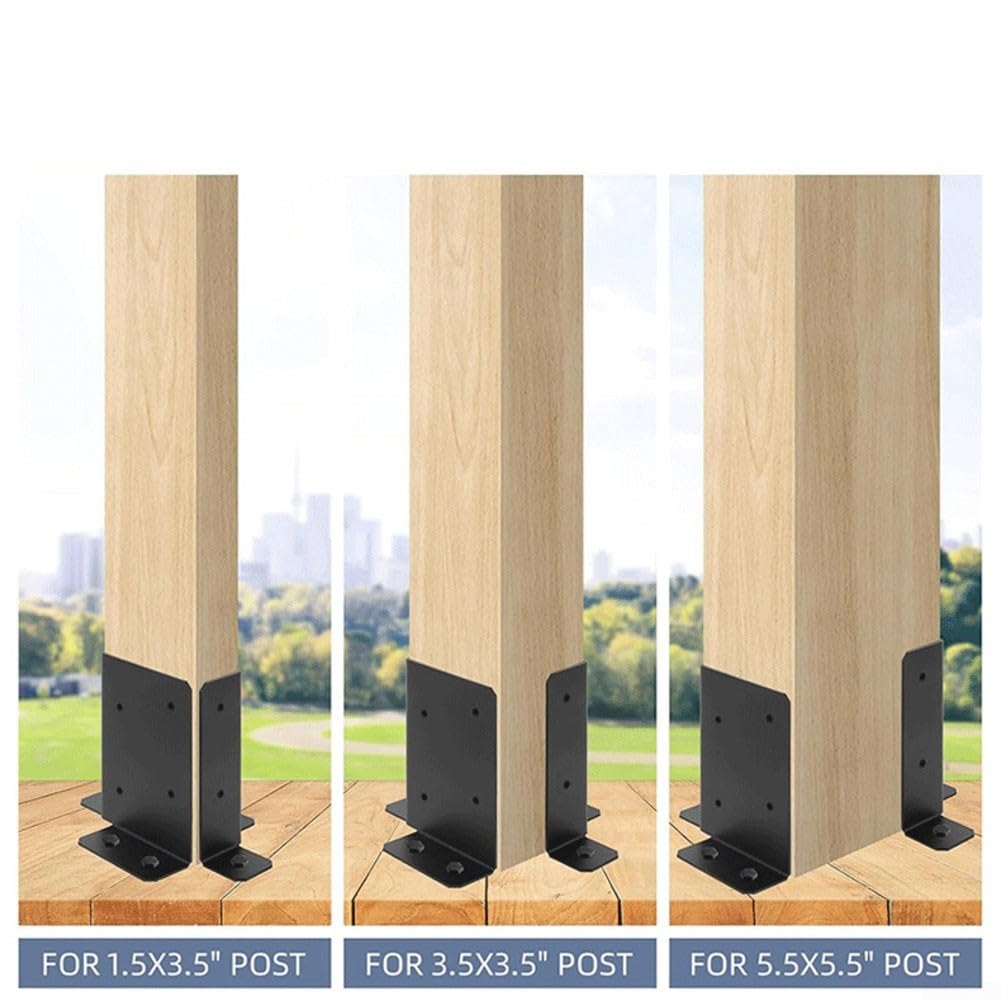 Set di 4 staffe di base regolabili per pali e ponti in legno, supporti di fissaggio in metallo per cassette postali e pergolati con fori e viti preforati