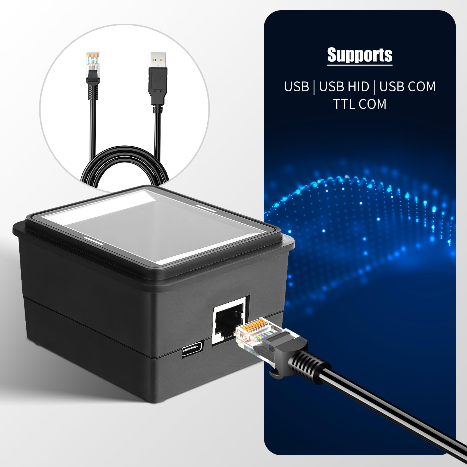 NETUM NT-EM61 Módulo Escáner de Códigos de Barras Integrado, Lector QR 1D/2D, Montaje Fijo Industrial, Compatible con USB HID & USB COM