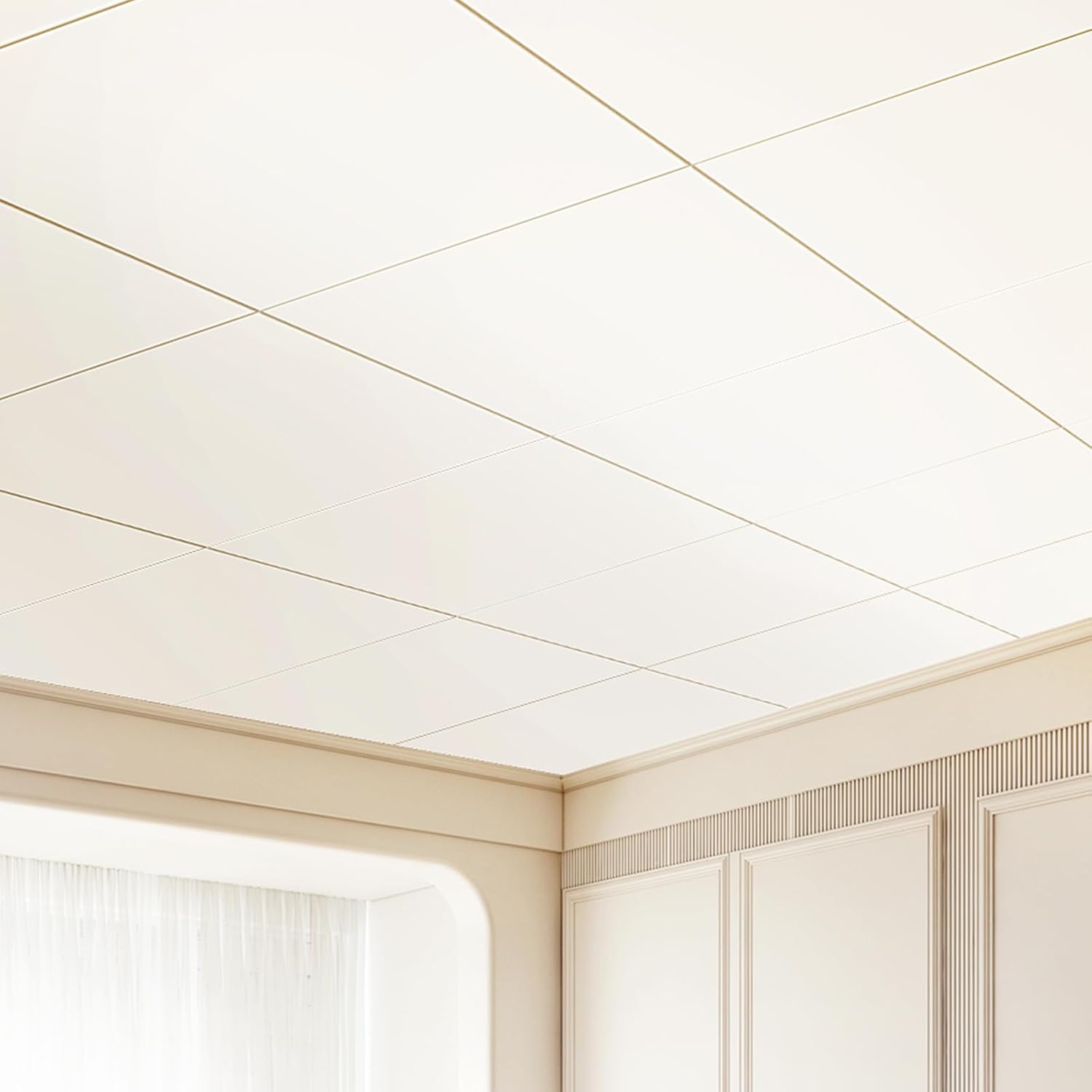 Smooth White 24x24 PVC Foam Ceiling Tiles, 12-Pack