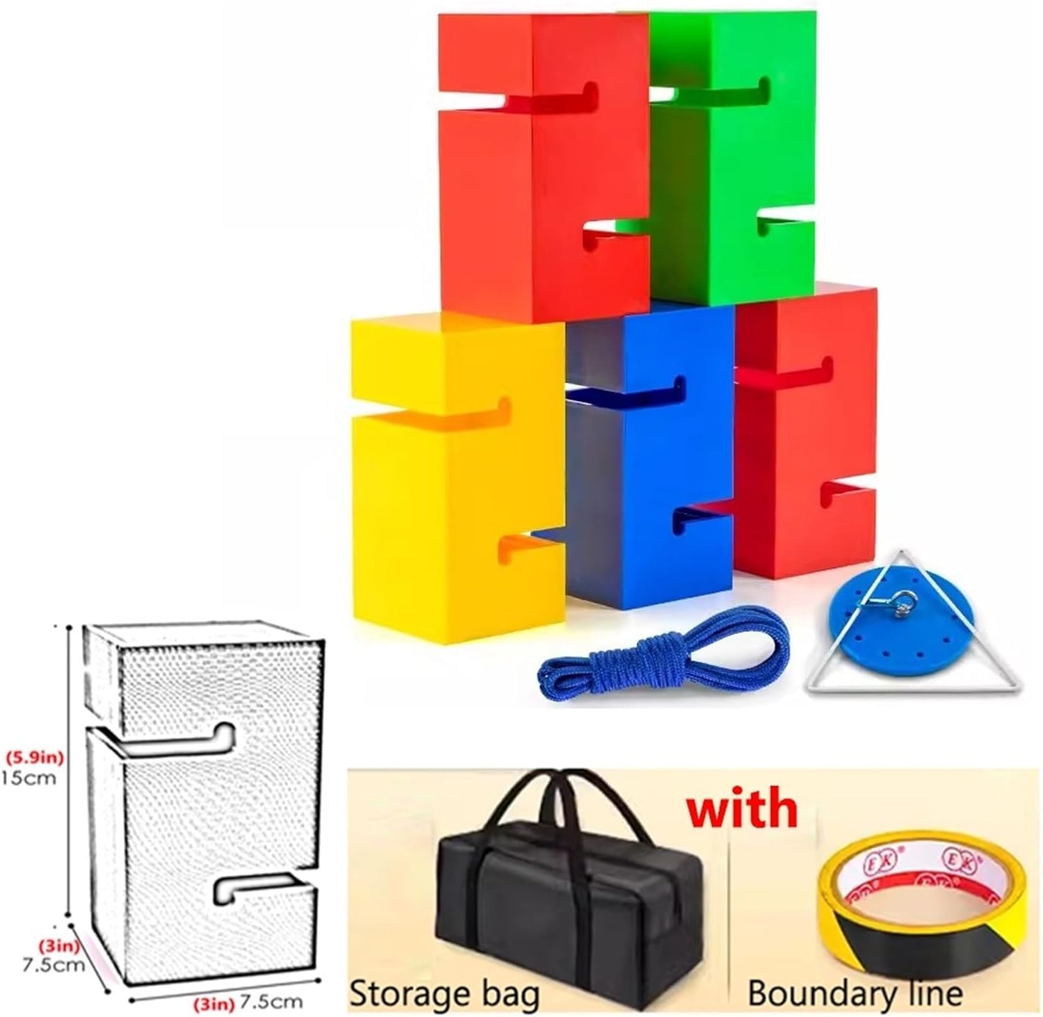 Jeu De Tour De Blocs à Empiler en équipe pour 5 à 20 Personnes, Jeux De Travail D'équipe sur Le Terrain, Jeu Brise-Glace Intérieur/extérieur pour Entreprise, école, Bur, Multi-Colored, 5PCS