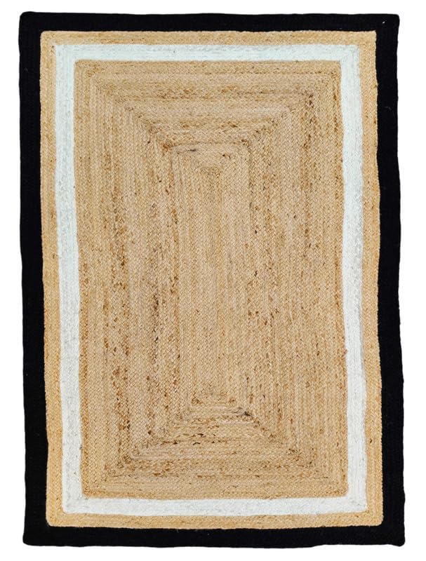 Alfombra trenzada de yute natural de 3x4 pies para calidez en entrada 2