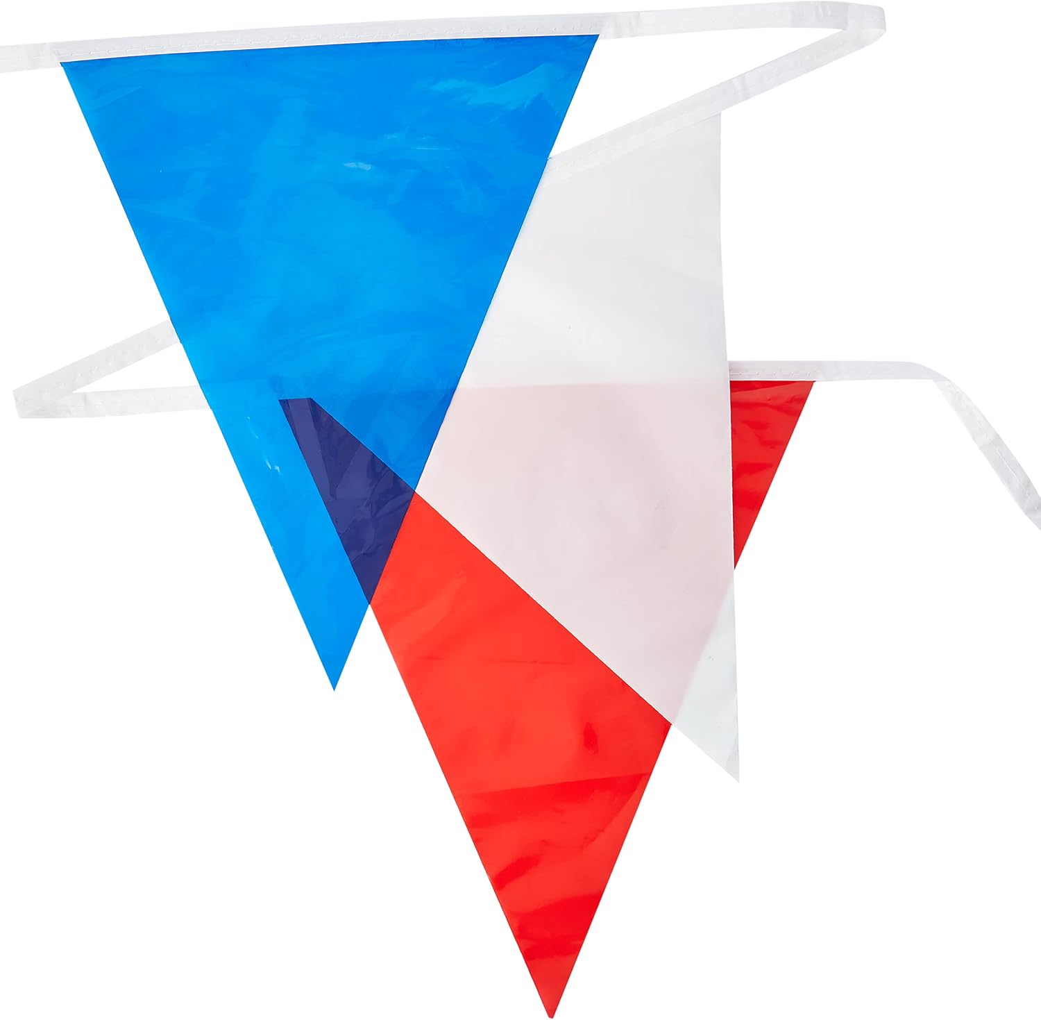 Unique Party Pennant Flag Banner, 32 Ft, Red, White & Blue