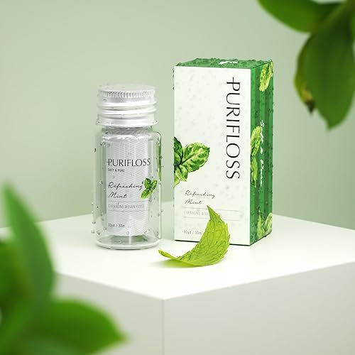 Miniatura 2 de Hilo dental tejido expansible de primera calidad, sin PTFE y PFAS, menta refrescante y dúo de fresa dulce, recomendado por dentistas, apto para