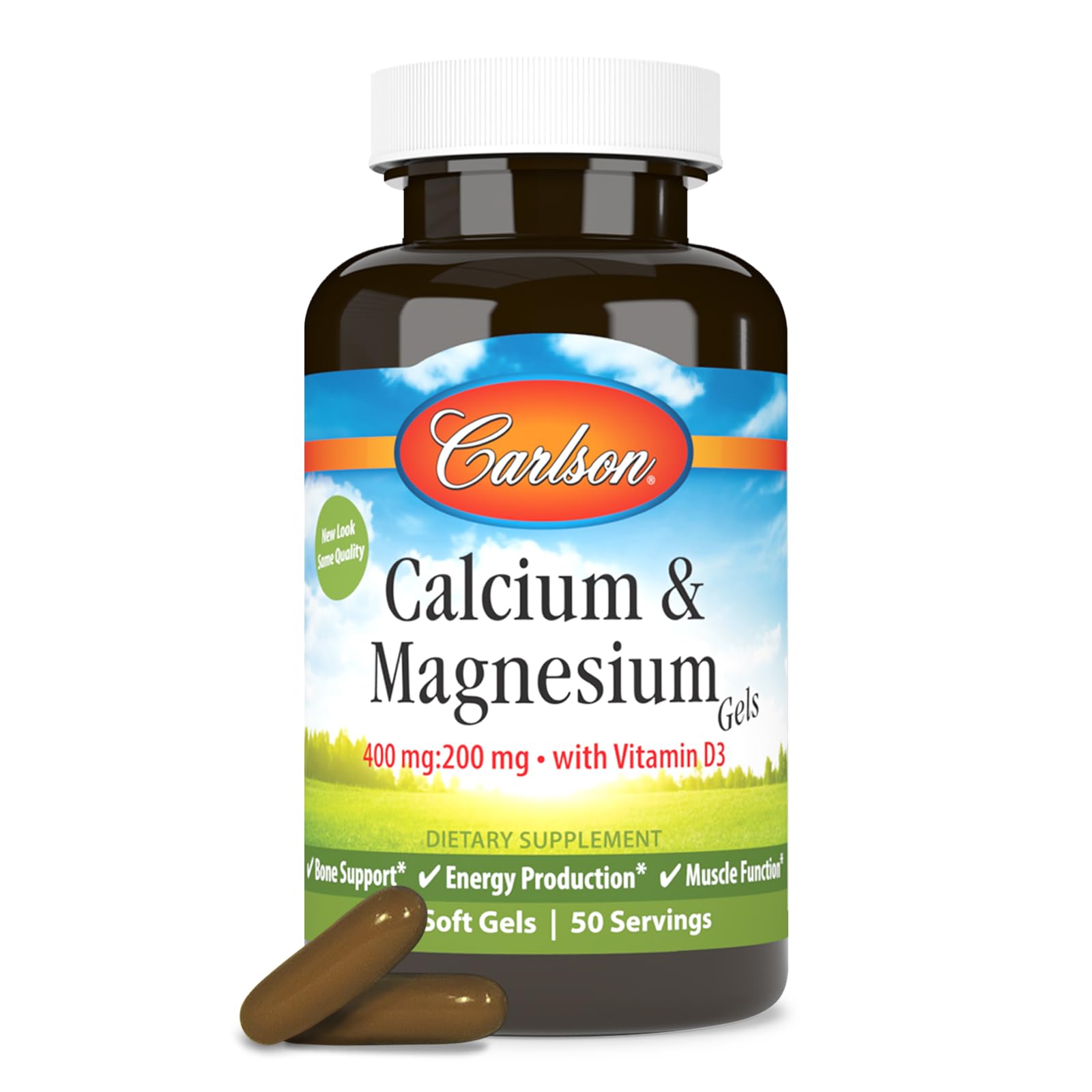 Carlson Calcium & Magnesium Gels, 200 mg Calcium Supplement, 100 Softgels 100 Count (Pack of 1)