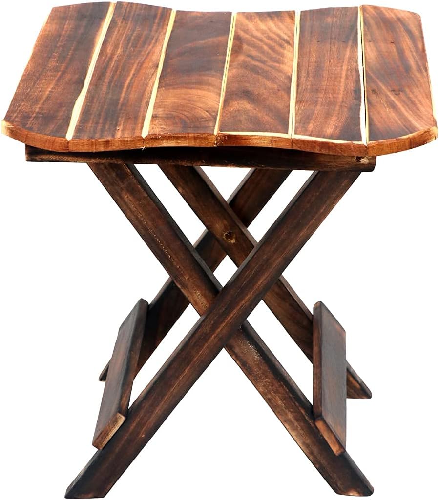 Wooden Foldable Adjustable Side Table/End Table/Coffee Table/Plant Stand/Outdoor Table/Stool (Square Shaped)