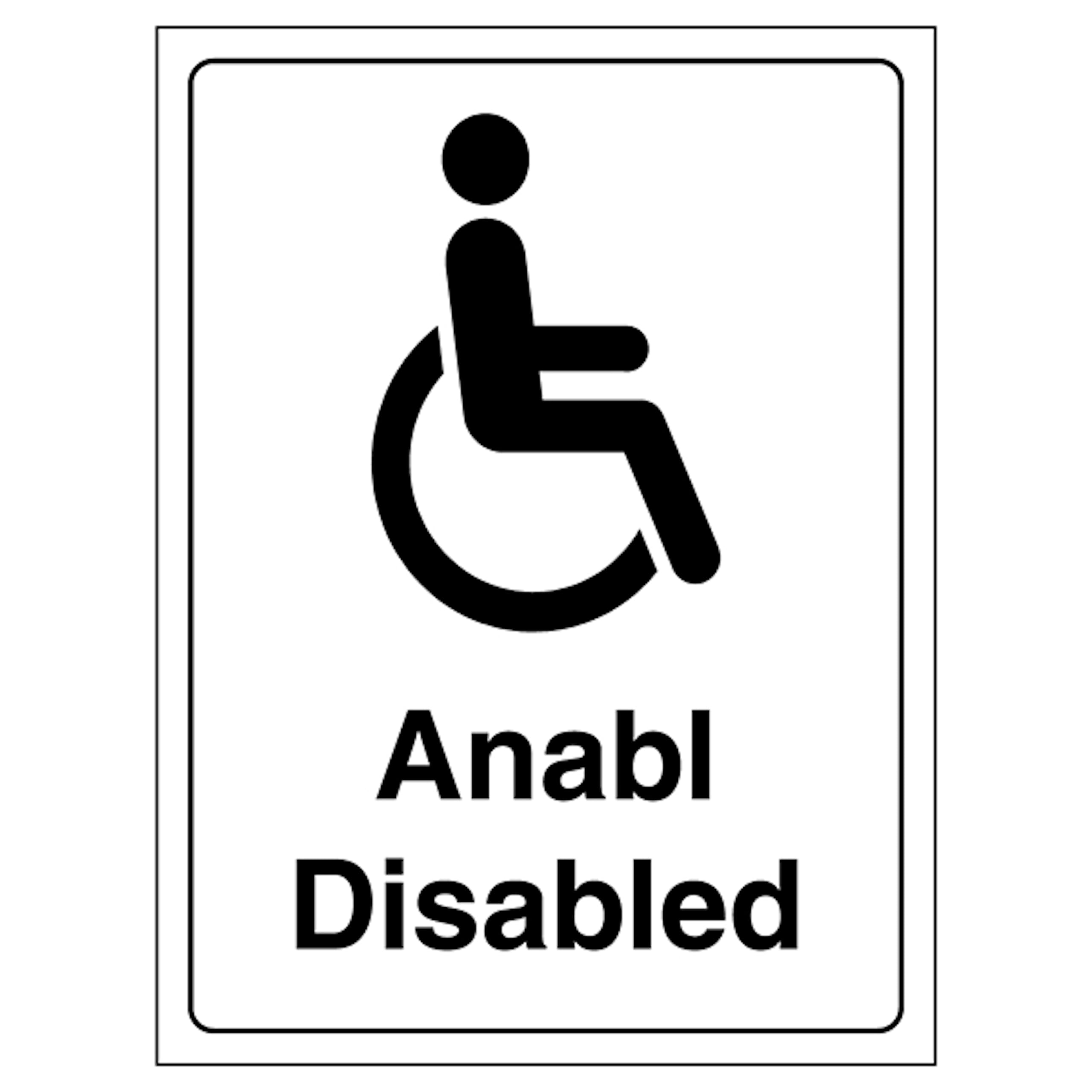 V Safety Welsh/English - Disabled Toilet 150 x 200mm - 1mm 100% Recycled Rigid Plastic Safety Sign