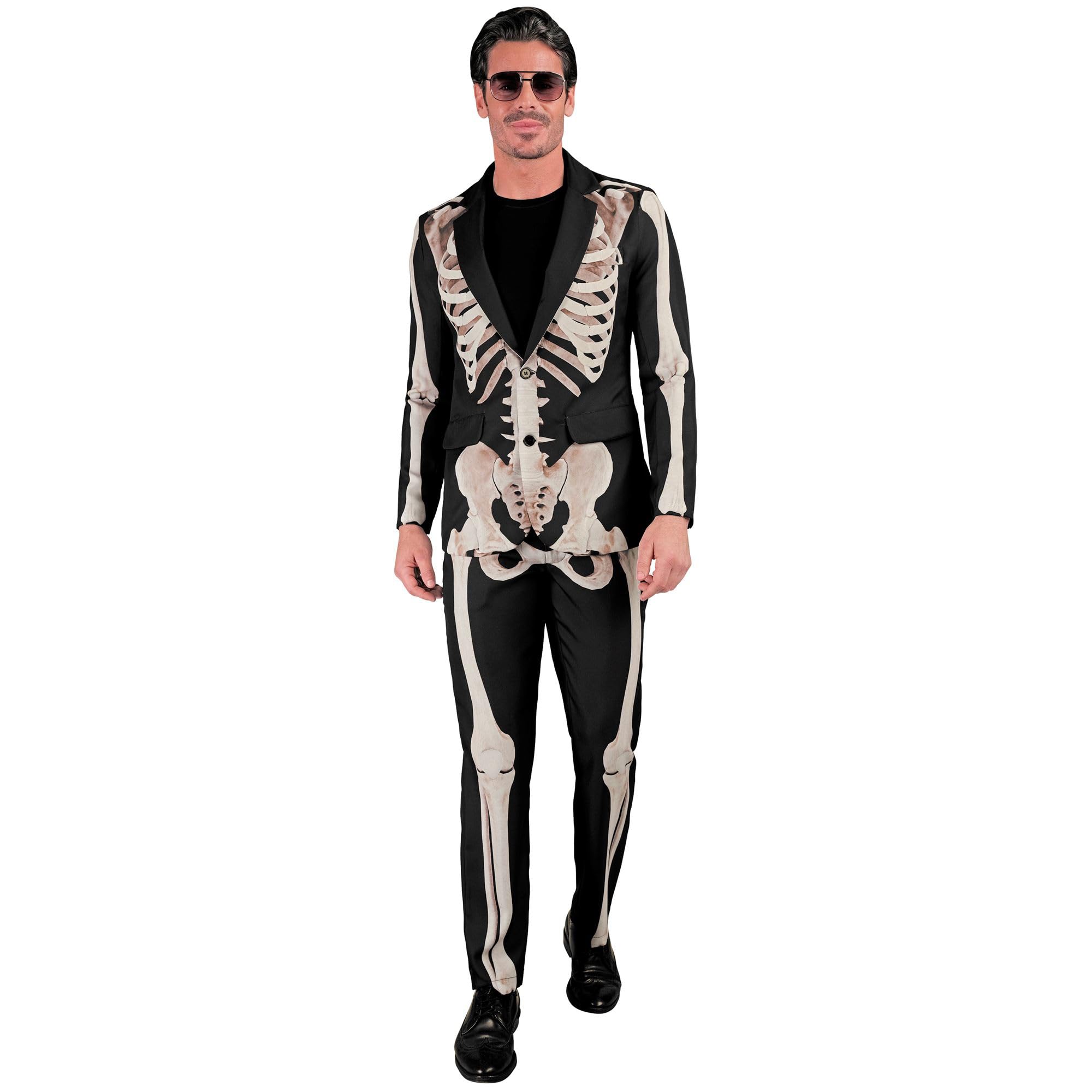 Widmann MILANO PARTY FASHION - Skeleton Costume Suit Jacket and Trousers Glow Under UV Light Bone Man Halloween Fancy Dress