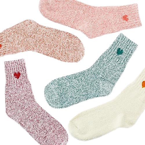 Image of SISOSOCK 5 Pairs Fuzzy Soft Cozy Comfortable Socks for Women, Casual Sleep Comfy Socks, Perfect Warm Winter Gifts for Women
