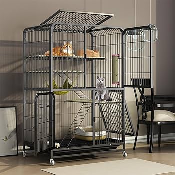 大型ゲージ Amazon.co.jp: 猫 ケージ 猫用ケージ 大型 黒 4階（78*55*137