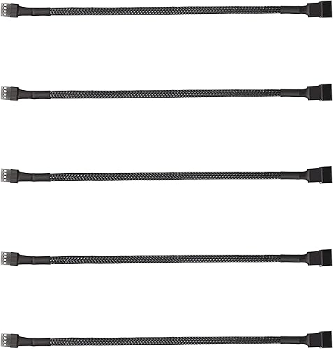 Paquete de 5 cables divisores de ventilador PWM de 4 pines, adaptador trenzado de computadora, convertidor de cable de extensión de alimentación