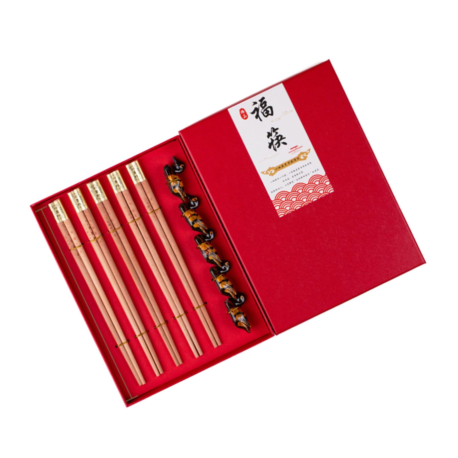 MALSSE Wood Chopsticks Set with Nonslip Rest Utensils for Home Restaurant Use Wooden Kitchen Accessories Contemporary Kitchen Dining Tool