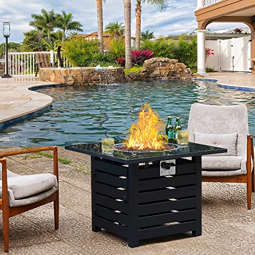 Ehomeline-Fire-Pit-Table-32-Square-40000-BTU-Auto-Ignition-Propane-Gas-Fire-Pit-with-Waterproof-Cover-for-Courtyard-Balcony-Garden-Terrace-Black-Ceramic-Tabletop-CSA-Certification