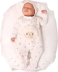 Saída Maternidade Ovelhinha Menino e Menina Palha 4 Peças Roupas de Bebê