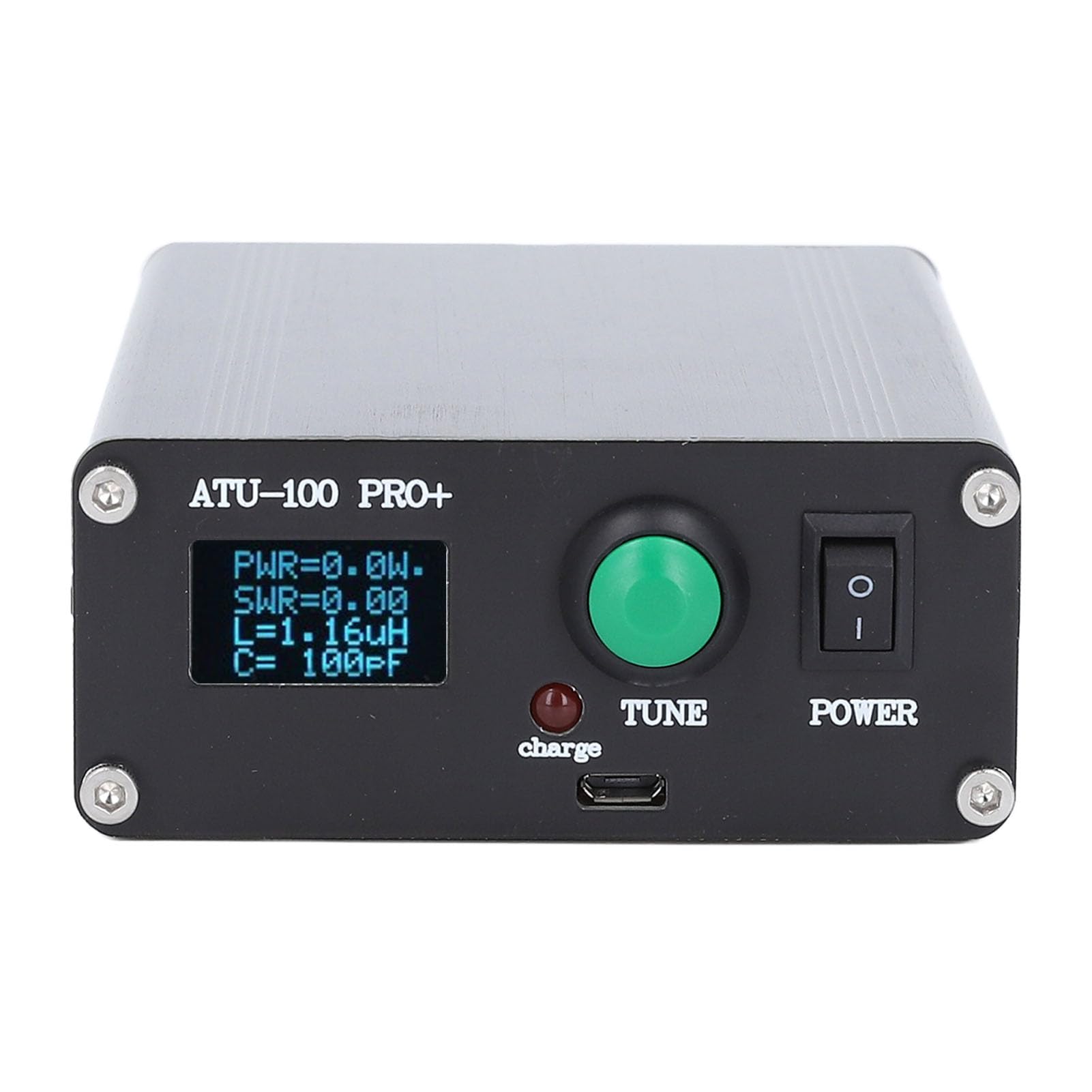 Sintonizzatore Automatico ATU 100 Pro+ per Antenna con Display 0,96 Pollici Ricarica USB Lega di Alluminio e Condensatore SMD per Apparecchiature Radio