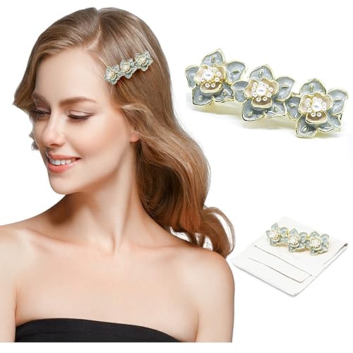 Pinza para el pelo de perlas para mujeres y niñas, pasador de pelo de perla con flor de perla artificial, accesorios decorativos para el peinado