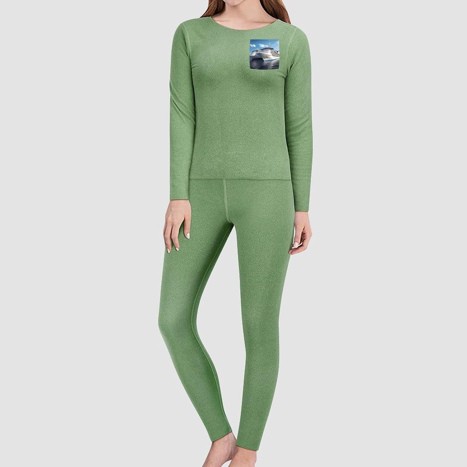 Women's Fleece Lined Thermal Set - Cold Weather Long Johns Ultra-Soft Cruise Ship Printed Base Layer